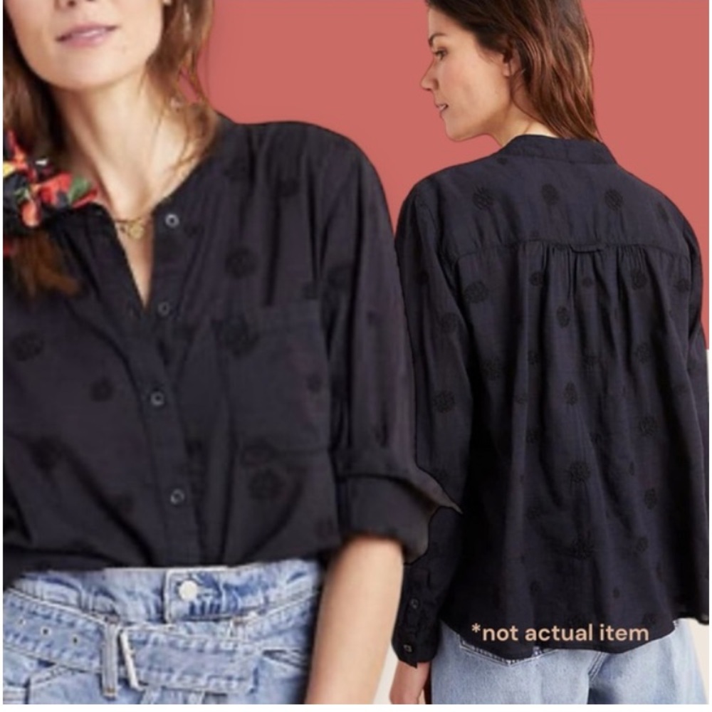 Anthropologie Black Button Down Shirt